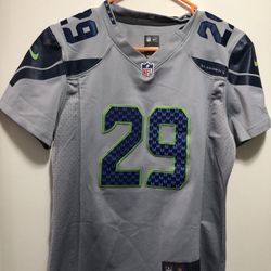 Nike NFL Authentic On-Field Seattle Seahawks #29 Earl Thomas Women's Gray Blue Size Medium