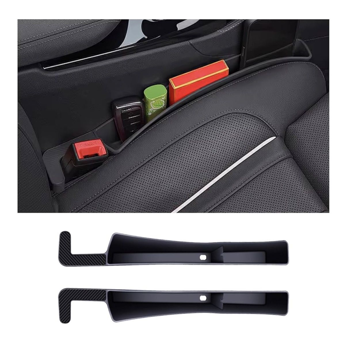 2PCS Car Seat Gap Filler, Automotive Seat Organizer Fill The Gap Between Seat and Console, Universal Car Storage Box Inserts Fill The Gap Between Seat