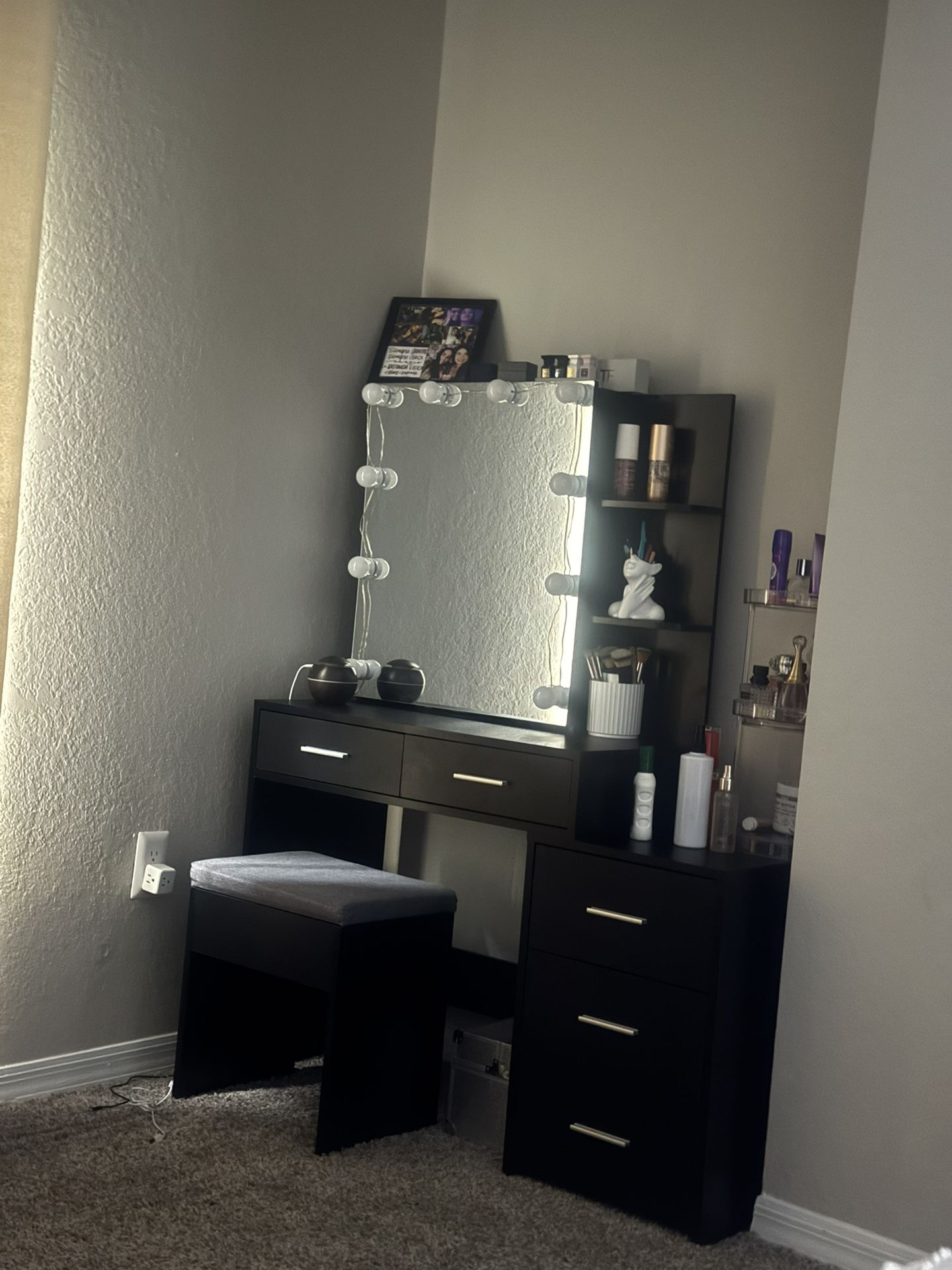 Black makeup vanity