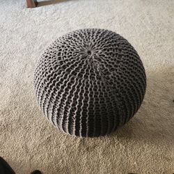 Round Gray Pillow Or Ottoman Used In Good Condtion.