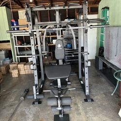Vesta Fitness Smith Machine 1001 w/Bench Attachment | 245lb Cast Iron Olympic Weights | 7ft Olympic Bar | Fitness | Gym Equipment | FREE DELIVERY 🚚 