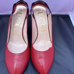 Authentic gucci women sandal red slingback heel