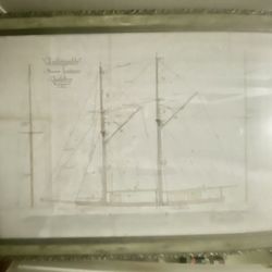 Vintage Framed Sailing Vessel Blueprints 