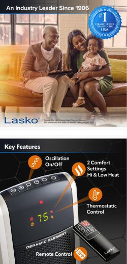 Lasko Model 5586 29in Ceramic Tower Heater 1500watt With Remote New for  Sale in Parma Heights, OH - OfferUp
