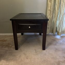 BoHo Wooden End Table w/ Drawer | Solid, Great Flip