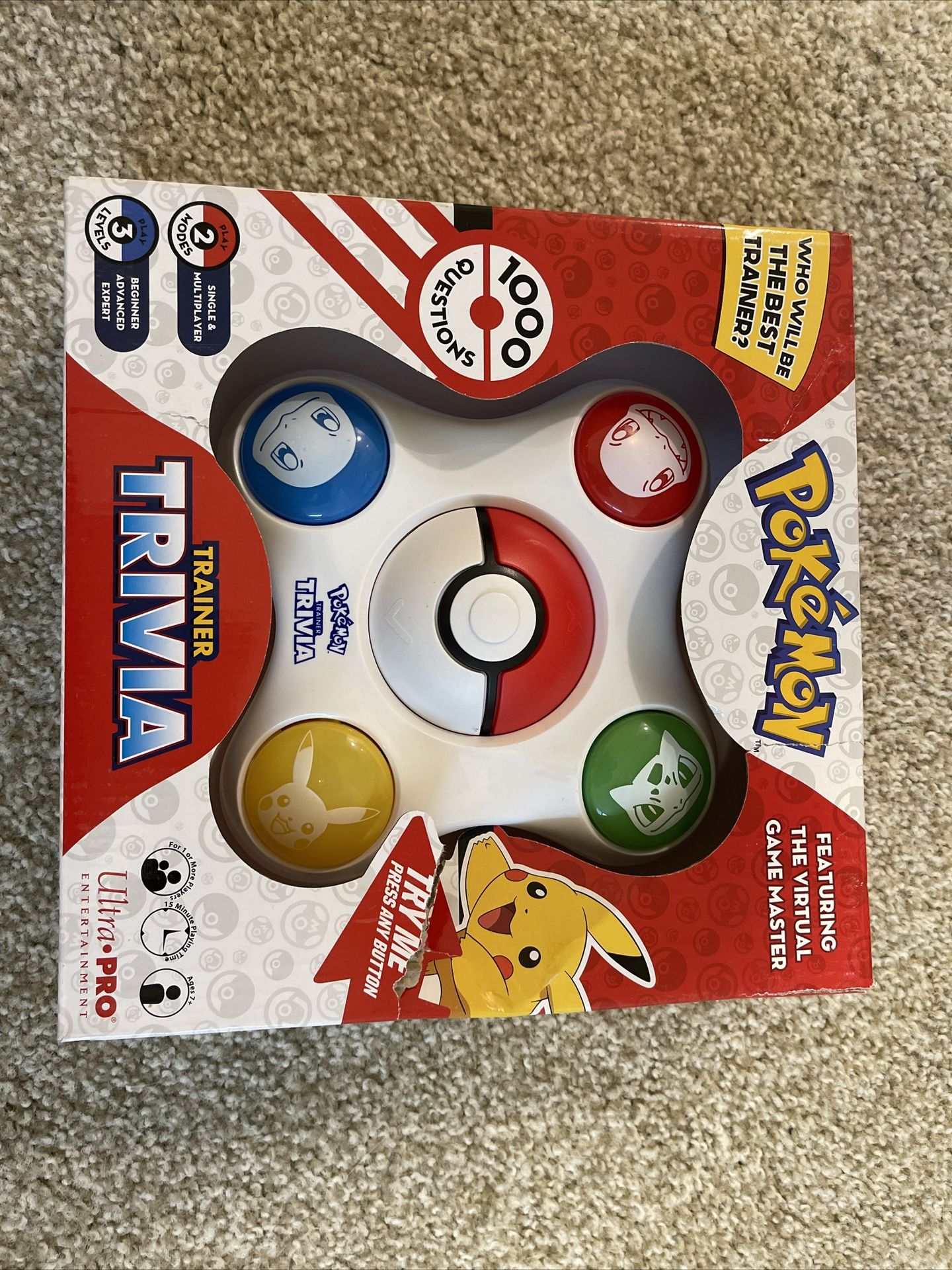 Pokemon Trainer Handheld Trivia Game 1000 Questions New Bad Box