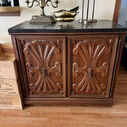 Antique Bar Cabinet With Black Slate Top