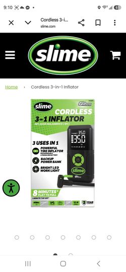Lime cordless portable tire inflator and battery pack