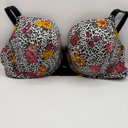 NWT Torrid Curve 44C Push-Up T-Shirt Bra Black Wild Thing Floral 360 Back