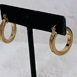 Gold plated hoop earrings with engraved design has the GHEL 