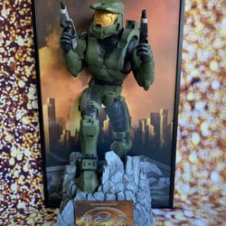 Halo 2 - Master Chief “Earth Will Never Be The Same” Standee Display - Microsoft Xbox Live 2004 (42” x 26” x 11.5”) Large Scale Diorama 3D Art Display