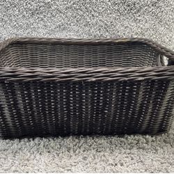 Wicker Basket Decorative Accents Storage Home Rectangular Dark Brown Color