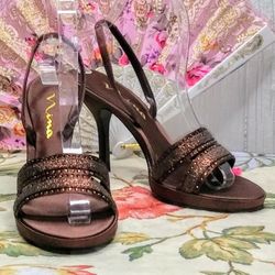 NINA Rhinestone Satin High Heels