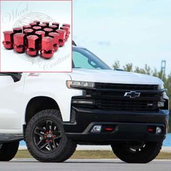 24pc OEM RED LUGNUTS FOR SILVERADO SIERRA TAHOE YUKON SUBURBAN ESCALADE