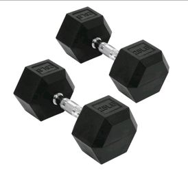 25 LB Rubber Hex Dumbbell Pair