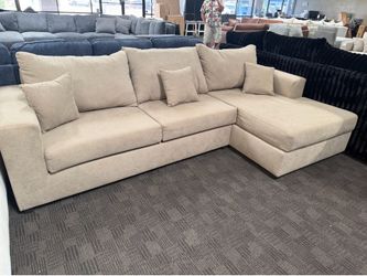 Taupe beige comfy sectional