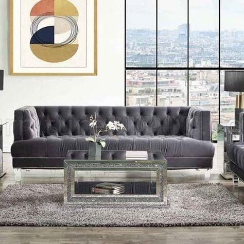 Brand New Charcoal Velvet Sofa and Love Seat Set