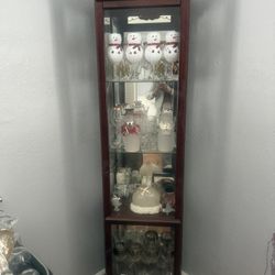 Slim Solid Wood China Cabinet / Glass Display Cabinet – Excellent Condition