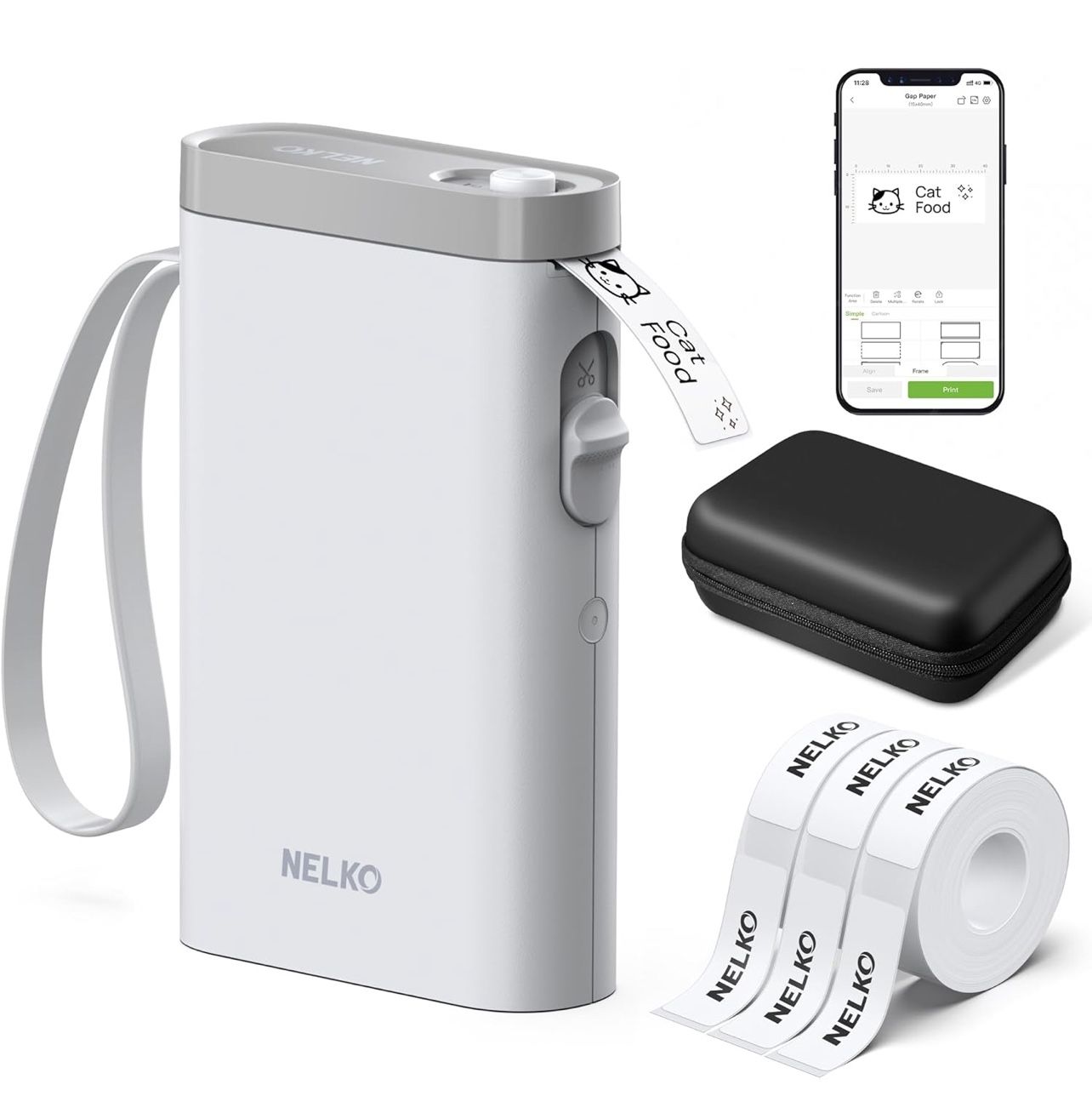 P21 Label Maker Grey with 3 Rolls White 14x40mm Labels and 1 Label Maker Case