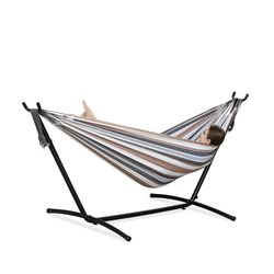 PNAEUT Double Hammocks with Stand for Outside, Portable Space Saving Heavy-Duty Steel Frame for Indoor Outdoor Patio Yard, Easy Assembly, 2 Person 450