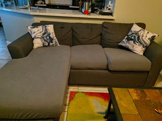 Mini sectional sofa couch gray / grey
