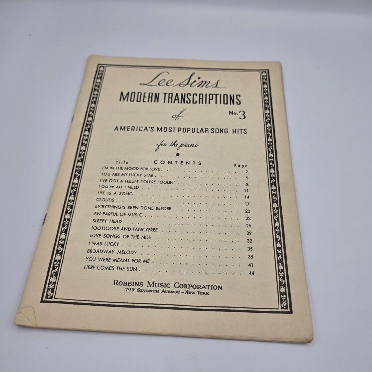 Modern Transcriptions No. 3 By Lee Sims Piano Sheet Music Book Vintage 