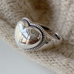 925 sterling Silver Ring Heart Huge