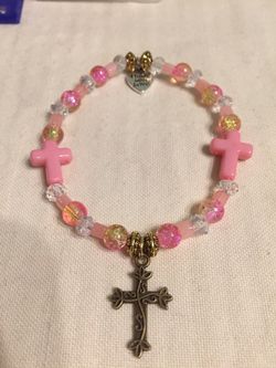 Handmade Stretch Bracelet with Glass Beads and Charm (30)