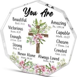 Christian Gifts For Women Man Kids Dad Teen Girls Mom Acrylic Christian Decor Sign Spiritual Gifts Plaque Inspirational Gift For Friends Female Cowork