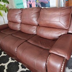 Brown Faux Leather Recliner Couch