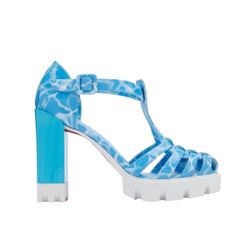 Christian Louboutin Women's Blue Meduzette Printed Red Sole Heeled Fisherman Sandals 