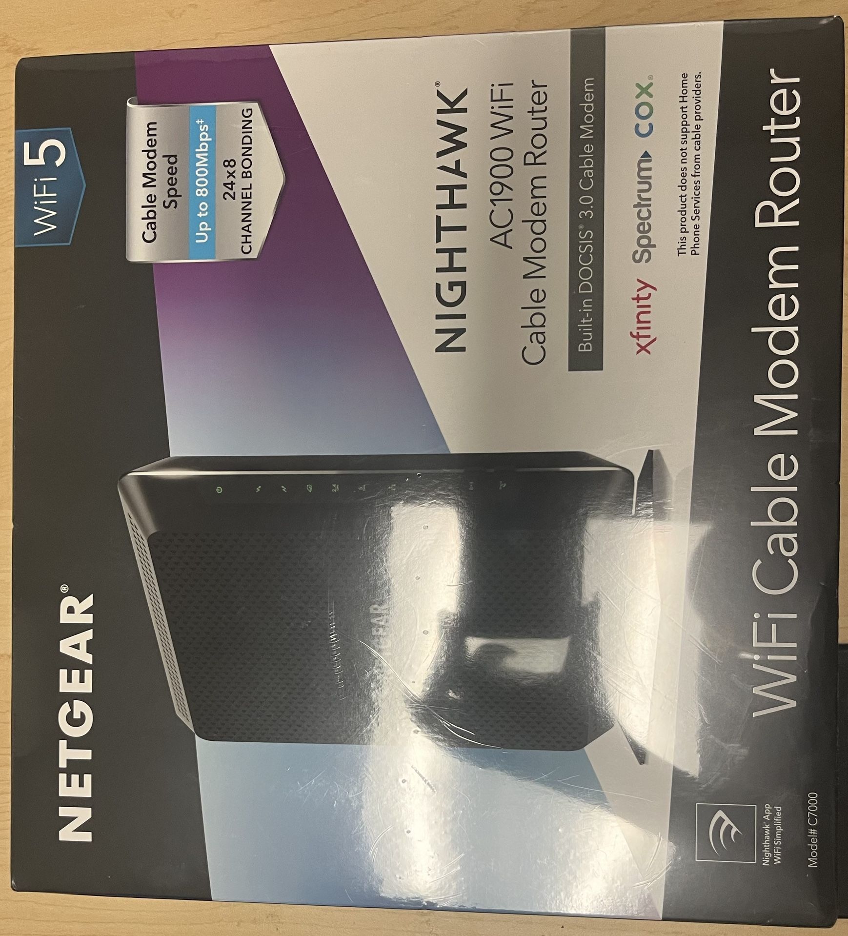 NETGEAR - Nighthawk AC1900 Router with DOCSIS 3.0 Cable Modem - Black