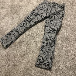 Black & White Paisley Cargo Pants – Y2K Streetwear Bandana Print