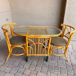 Unique vintage bamboo table and chairs