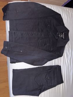 True Religion Black Denim Jacket and Jeans Set
