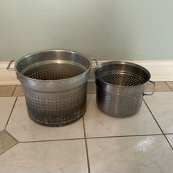 2 Pcs Steel Strainer Pasta Insert With Handle Steamer Heavy Duty.