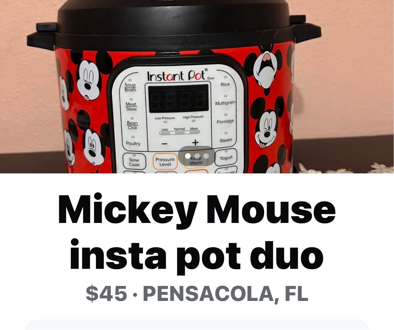 Mickey Mouse Insta Pot $45 No Cord Can Get Cord At Walmart For $12