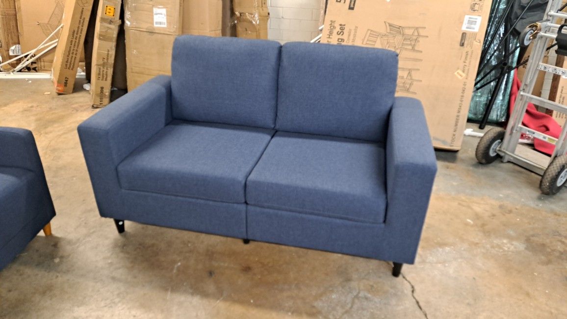 New Modern Futon Sofa With Loveseat Blue Color See Pictures For