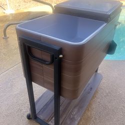 80qt wood grain finish patio cooler