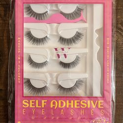 5 Pairs of Self Sticking Adhesive Eyelashes in Different Styles, Lightweight, Easy to Use, Water Resistant, Reusable Lashes with Tweezers, NEW In Pack