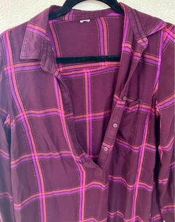 Plaid Button Down Tunic Shirt