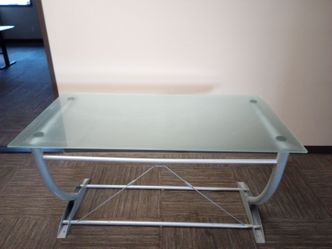 Ikea Glass office desk with silver bottom