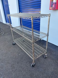 3-Tier Metal Wire Shelving Cart on Wheels