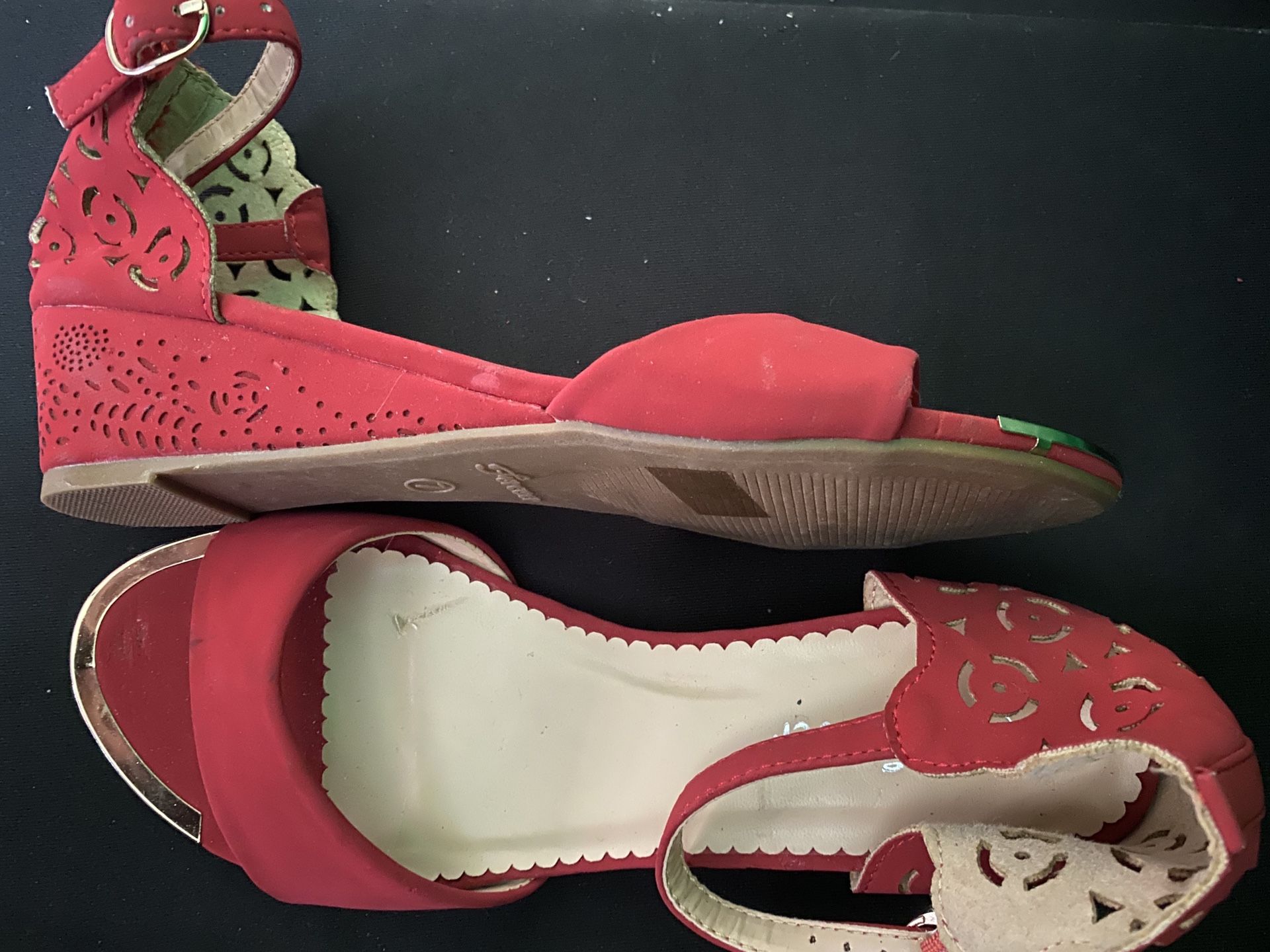 Red low wedge heels - New and never worn.