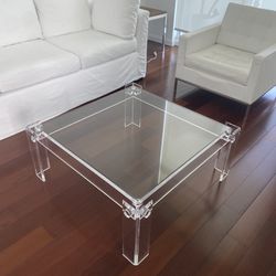 1970s Glass and Acrylic Square Coffee Table