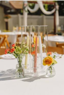 Wedding Glass Hurricane Candle Holders – 11 Vases + 24 Glass Holders + 11 Candles