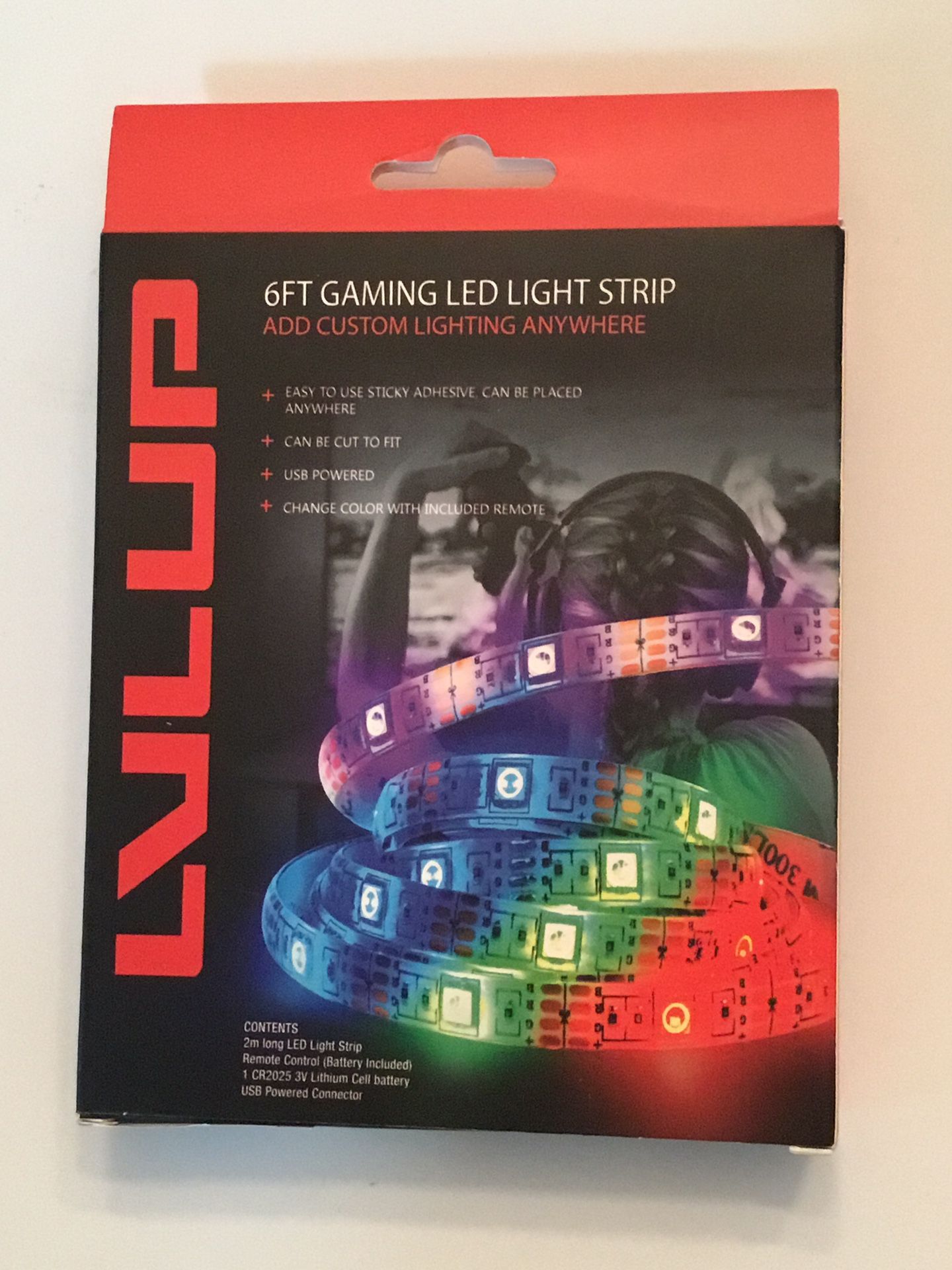 LVLUP GAMING LED LIGHT STRIP W/REMOTE CONTROL 6’ ADD ANYWHERE BRAND NEW