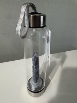 🆕 Brand New Lapis Lazuli Crystal Infused Glass Water Bottle – Never Used