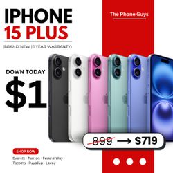 📱 iPhone 15 Plus 6.7” Desbloqueado (Nuevo) – $719 o $1 de Entrada | Ahorra $150 + 1 Año de Garantía