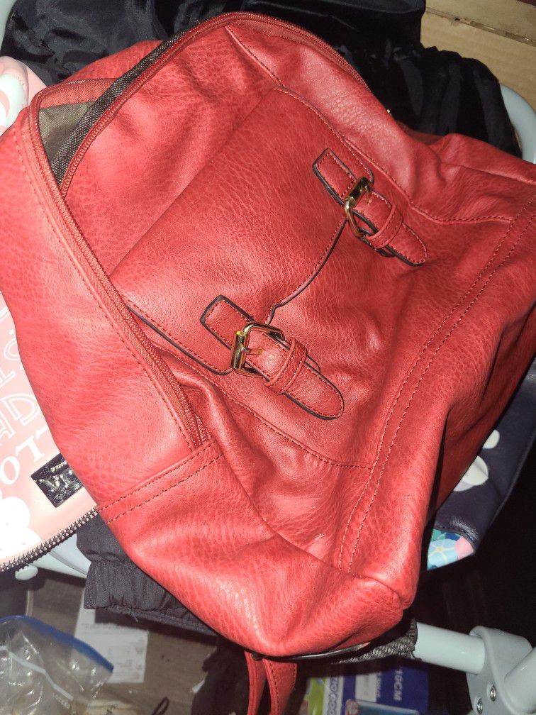 Backpack leather red.